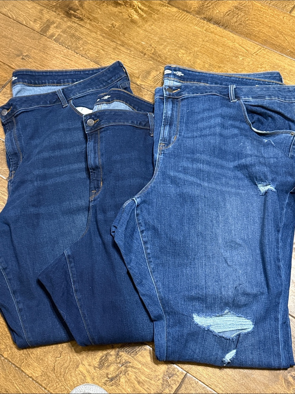 Old Navy Women's Straight Leg Jeans in Dark and Medium Blue Washes